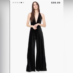 MANGO Velvet Palazzo Jumpsuit